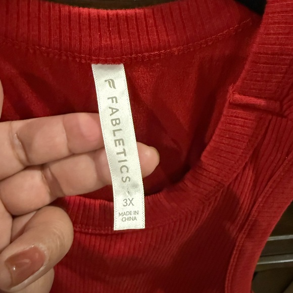 Fabletics High Neck Red Ribbed Tank Top - Picture 3 of 6